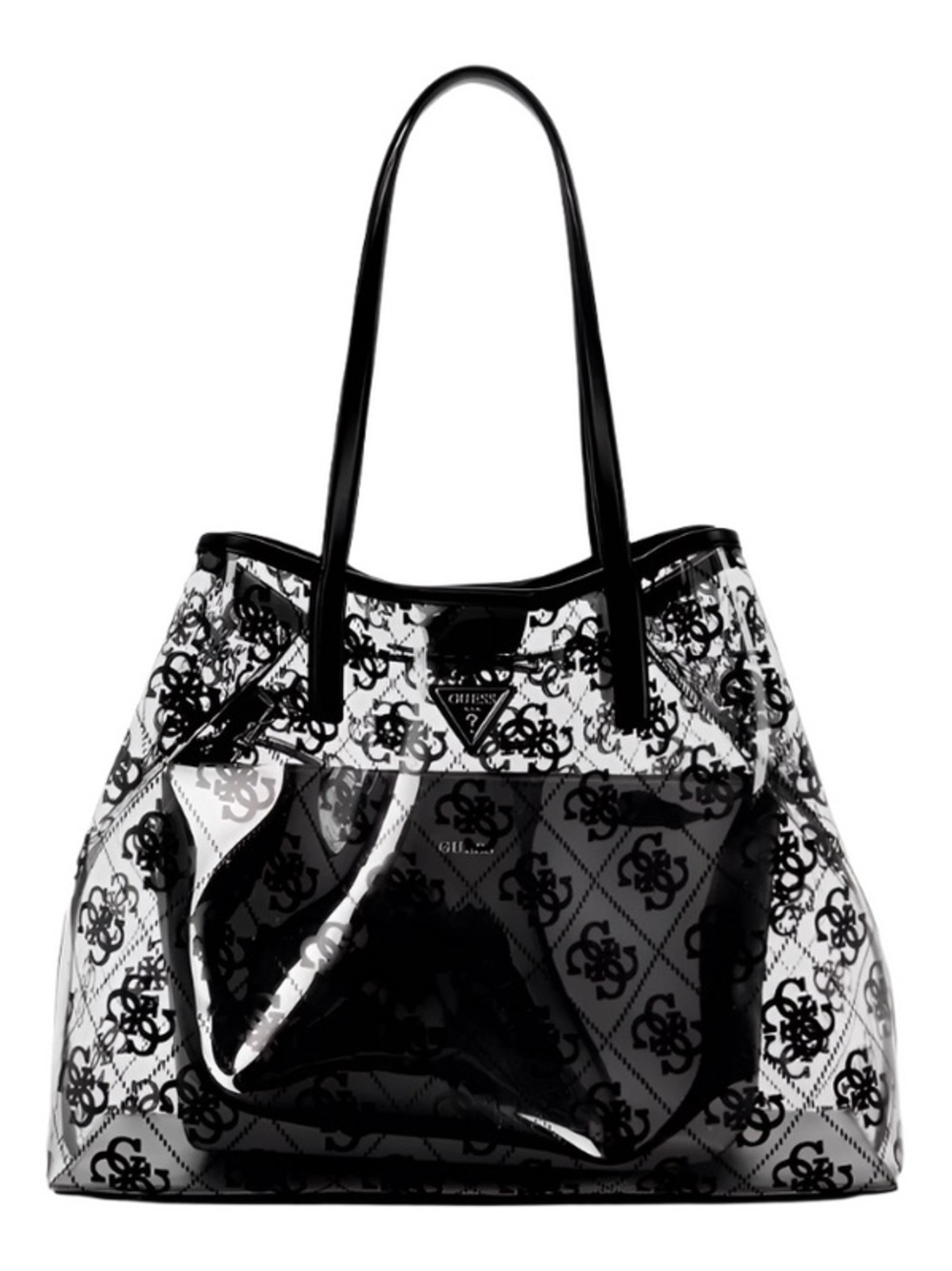 New Guess Black Transparent Logo Tote